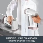 Tefal PureForce 2-in-1 Handheld Garment Steamer, Vertical steaming & Horizontal ironing, Boost & Eco modes, 25 second heat up, 180ml removable tank, 4 steam settings, DT8720G0, Pink and White - Image 8