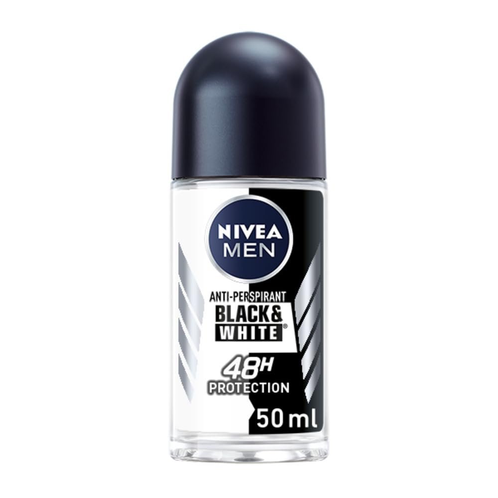 NIVEA MEN Black & White Original Anti-Perspirant Roll On (50ml), 72hr Anti-Sweat Roll On Deodorant for Men, No Stains on Black and White Clothes