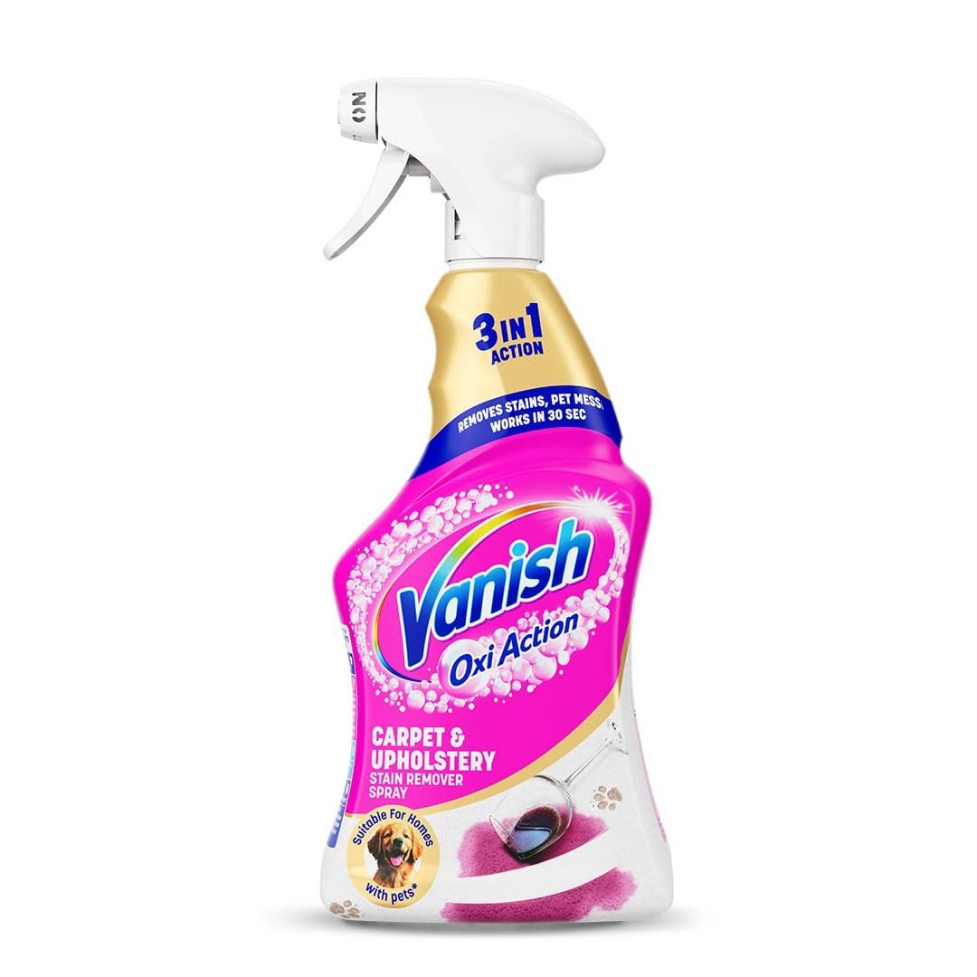 Vanish Gold Oxi Action Upholstery & Carpet Cleaner, Stain Remover Spray, 500 ml | 30 Second Amazing Stain Removal | Removes Pet Messes 1st Time | Prevents Pet Remarking | Spot Cleaning