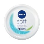 NIVEA Soft Moisturising Cream (500ml), 48H Face Moisturiser for Face, Body and Hands with Vitamin E and Jojoba Oil, Hand Lotion Moisturises Deeply, Vegan Formula Day Cream