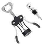 Foho Corkscrew Wine Bottle Opener with Bottle Stopper, Waiters Multifunctional Metal Wing Corkscrew for Wine Beer Cap Bottles Opener Remover