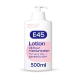 E45 Moisturising Lotion 500 ml for Dry & Sensitive Skin - Long-Lasting Hydration Protect from Dryness, Reduce Redness - Dermatological Body Moisturiser Lotion - Body Lotion - Daily Moisturiser