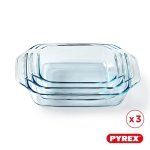 Pyrex - Set of 3 Rectangular Oven Dishes - Ideal for 2 to 6 People - 3 Sizes - Borosilicate Glass - Wide Handles - Extreme Resistance - Dishwasher Safe - Made in France - Image 9