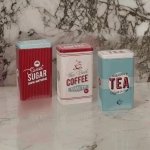 Almineez Retro Set of 3 Stainless Steel Tea Coffee Sugar Jar Canisters Kitchen Container Tins Storage Organiser Set Air Tight Vintage Design - Image 5