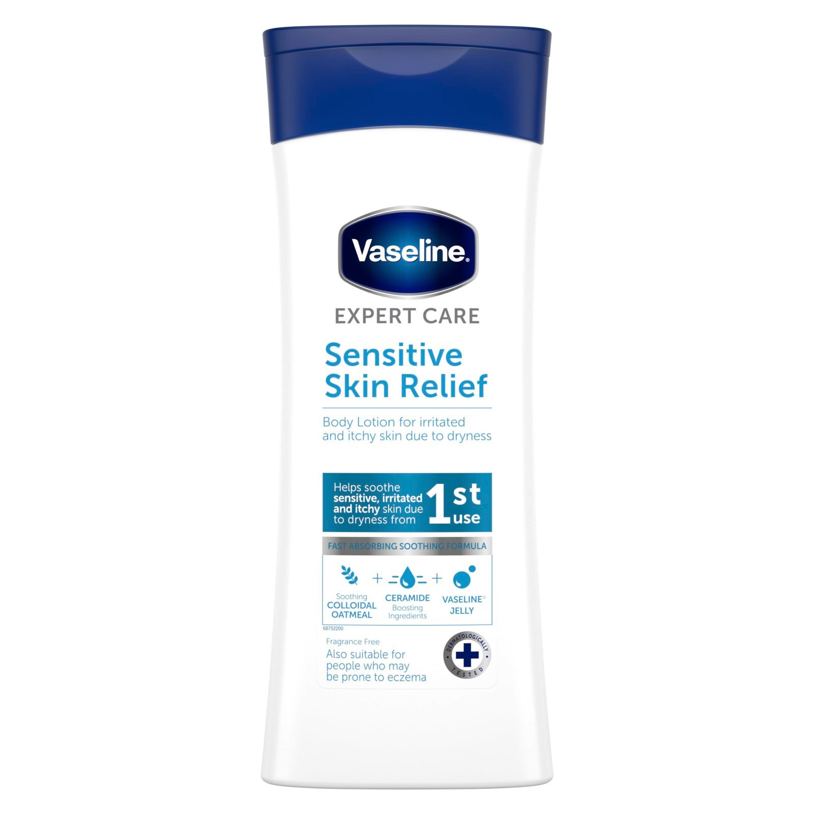 Vaseline Expert Care Sensitive Skin Relief Body Lotion – Deep Moisturising & Fast Absorbing Formula with Vaseline Jelly, Oatmeal & Ceramides – Soothes Dry, Itchy, Sensitive Skin 400ml