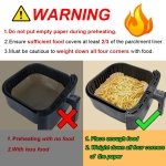 BYKITCHEN Air Fryer Parchment Paper Liner, 50PCS Square Air Fryer Liners Disposable, Greaseproof Paper, Compatible with COSORI, Ninja, Tefal, Russell Hobbs Fryers (Unbleached) - Image 4