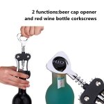 Foho Corkscrew Wine Bottle Opener with Bottle Stopper, Waiters Multifunctional Metal Wing Corkscrew for Wine Beer Cap Bottles Opener Remover - Image 6