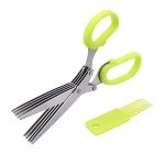 ZENVALY Herb Scissors, Multipurpose 5 Blade Kitchen Scissor, Stainless Steel Herb Cutter Scissors, Chopper Scissors, with Cleaning Comb, for Chopping Basil Chive Parsley Vegetable