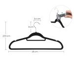 SONGMICS Velvet Hangers, Set of 50 Coat Hangers for Clothes, Non-Slip, with Tie Bar and 360° Swivel Hook, Space-Saving, 0.6 cm Thick, 43.5 cm Long, for Trousers, Silver and Black CRF50B - Image 4