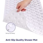 MOONLIGHT20015 Shower Bath Mat Non Slip Anti Mould & Mildew with Strong Suction Cups Grip and Drain Holes Soft Rubber Shower Mats - PVC Bathroom Mat Machine Washable (70x38cm, White) - Image 4