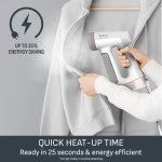 Tefal PureForce 2-in-1 Handheld Garment Steamer, Vertical steaming & Horizontal ironing, Boost & Eco modes, 25 second heat up, 180ml removable tank, 4 steam settings, DT8720G0, Pink and White - Image 3