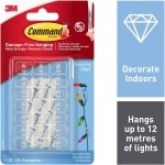 Command Clips for Hanging Christmas Decorations and Fairy Lights, Pack of 20 Transparent Mini Hooks and 24 Small Adhesive Strips - Damage Free Hanging - Image 16