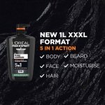 L'Oréal Men Expert, Pure Carbon, 5-in-1 XXL Shower Gel, A Total Action Body, Face, Hair Wash, Shave and Moisturiser Powered By Carbon, Total 5-in-1 Action, Large 1L Pump - Image 5