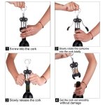 Foho Corkscrew Wine Bottle Opener with Bottle Stopper, Waiters Multifunctional Metal Wing Corkscrew for Wine Beer Cap Bottles Opener Remover - Image 5