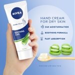 NIVEA Soothing Care Aloe Vera Hand Cream (75ml), 24H Moisturising Hand Cream for Dry Cracked Hands, Non-Greasy, Fast-Absorbing Formula Soothes Skin - Image 4