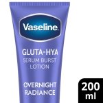 Vaseline Gluta-Hya Overnight Radiance Serum Burst Lotion Moisturiser – Body Lotion with GlutaGlow™, Hyaluron, Collagen & Antioxidants 10x Stronger Than Vitamin C*, For Plumper Skin in 5 Days 200ml - Image 6