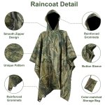 Waterproof Rain Cape Raincoat, Infreecs Rain Poncho for outdoor Camping Military cycling traveling, Hooded Rainwear with Emergency Grommet Corners for Shelter Use - Image 6