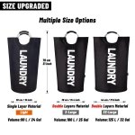 Caroeas 90L Collapsible Laundry Basket, Waterproof Laundry Bag (8 Colors) for Baby, Large Washing Basket with Padded Handles Stands Up Well for Easy Storage, Black - Image 6