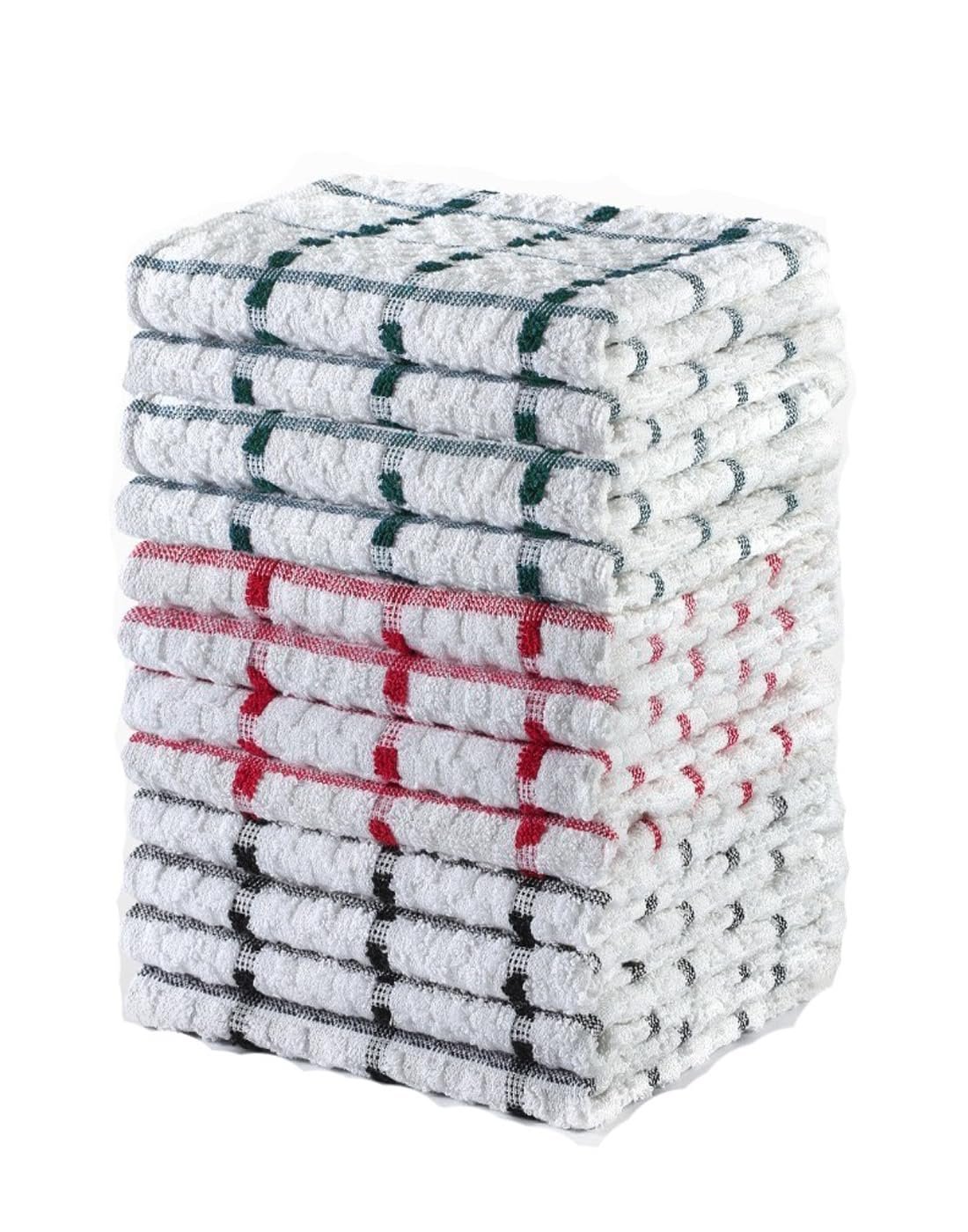 DreamNights Tea Towels Extra Large 70 X 40 cm Kitchen Towels Set - 100% Cotton Terry Towelling Soft Absorbent Lint Free Kitchen Cloth Dish Towel and Bar Towels Assorted Colors (Pack of 6)