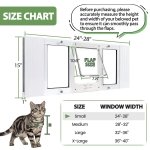 Full-Size Cat&Small Dog Door for Window, Fits 24"-28" Width Windows, Quick-Fit Cat Door Window Insert, 4 Locking Mechanisms, Magnetic Closure Cat Window Door, Aluminum Frame Pet Door for Window - Image 6