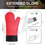 Silicone Oven Gloves, Heat Resistant Silicone Oven Mitts, Extra Long Non-Slip Gloves for Kitchen Heatproof 446 F, Red, 1 Pair - Image 6