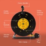 SLx Outdoor Extension Lead, 50m, 4 Socket Extension Reel, Heavy Duty Extension Cable, Thermal Cut Out, Extension Lead for Garden lawn mower Office, 13A Fused UK Plug - Image 6