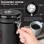 2800ML Airtight Coffee Canister with Date Tracker and Transparent Window, 35OZ Coffe Beans Storage with 30ML Measure Spoon&4 co2 Valve, Coffee Container for Grounds Coffee, Beans, Tea, Sugar, Flour - Image 5