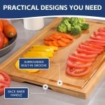 Hiware 3-Piece Bamboo Cutting Boards for Kitchen, Heavy Duty Bamboo Cutting Board with Juice Groove, Wood Cutting Board Set for Meat, Vegetables - Image 3