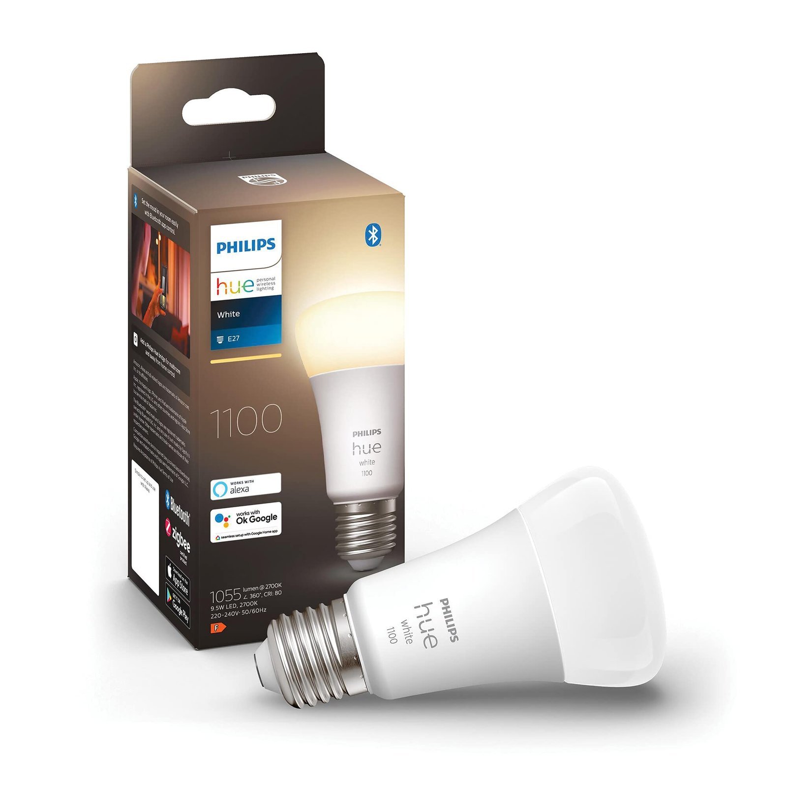 Philips Hue New White Smart Light Bulb 75W - 1100 Lumen (E27 Edison Screw) with Bluetooth. Works with Alexa, Google Assistant, Apple Homekit