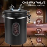 2800ML Airtight Coffee Canister with Date Tracker and Transparent Window, 35OZ Coffe Beans Storage with 30ML Measure Spoon&4 co2 Valve, Coffee Container for Grounds Coffee, Beans, Tea, Sugar, Flour - Image 6