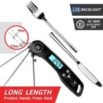 DOQAUS Digital Meat Thermometer, Instant Read Food Thermometer with Backlight LCD Screen, Foldable Long Probe & Auto On/Off, Perfect for Kitchen, BBQ, Water,Meat, Milk, Cooking Food (Black) - Image 9