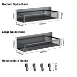 Aufworld Magnetic Spice Rack for Refrigerator, 2 Pack Magnetic Shelf, Fridge Magnet Organizer with Moveable 4 Hooks, Magnet Fridge Shelf for Kitchen Organization and Storage (2 Pack) - Image 8