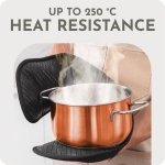 Black Double Oven Gloves Heat Resistant Silicone Oven Mitts Pair | Non-Slip Silicone Oven Gloves Double Oven Mitt | Machine Washable Thick Potholders Home & Kitchen Accessories. - Image 6