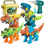 Dreamon Take Apart Dinosaur Toys for Kids with Storage Box Electric Drill DIY Construction Build Set Educational STEM for Boys Girls 3 Years and Up
