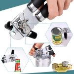 Tin Opener, Lychico 3-in-1Can Opener Handheld Heavy Duty Stainless Steel Can Openers with Multifunctional Bottle Opener, Black - Image 7