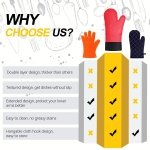 Silicone Oven Gloves, Heat Resistant Silicone Oven Mitts, Extra Long Non-Slip Gloves for Kitchen Heatproof 446 F, Red, 1 Pair - Image 4