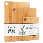 Joeji's Kitchen Set of 3 Chopping Board Heavy-Duty Bamboo Cutting Boards - 20x15 cm 28x22 cm & 33x22 cm Wooden Chopping Boards for Kitchens
