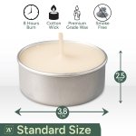 Zuvo 8-Hour Unscented Tea Light Candles (50-Pack) - Long-Lasting with Cotton Wicks, Clean Burning, 3.8 x 2.3 cm, White - Image 7