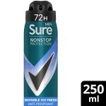 Sure Men Nonstop Protection Invisible Ice Fresh Deodorant Body Spray Antiperspirant with body heat activated technology for 72 hour odour and sweat protection 250 ml - Image 7
