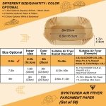 BYKITCHEN Air Fryer Parchment Paper Liner, 50PCS Square Air Fryer Liners Disposable, Greaseproof Paper, Compatible with COSORI, Ninja, Tefal, Russell Hobbs Fryers (Unbleached) - Image 7