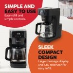 Instant Infusion Brew Automatic Filter Coffee Maker 24 Hour Programmable Coffee Machine, Glass Carafe, Digital Display - Keep Warm Function, 4-12 cup Customisable Brewing, Black - Image 3