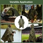 Waterproof Rain Cape Raincoat, Infreecs Rain Poncho for outdoor Camping Military cycling traveling, Hooded Rainwear with Emergency Grommet Corners for Shelter Use - Image 3