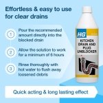 HG Kitchen Drain & Plug Unblocker, Natural, Heavy Duty, Kitchen Sink Unblocker & Cleaner for Pipes, Septic Tank Safe - 1 Litre - Image 7