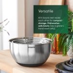 Emperial Mixing Bowls Set of 5 | Stainless Steel Nesting Bowls with Airtight Lids & 3 Grater Attachments | Non-Slip Bases with Measurement Marks | 4.7L, 2.8L, 1.9L, 1.4L & 0.6L - Image 8