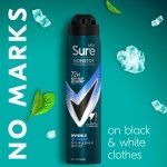 Sure Men Nonstop Protection Invisible Ice Fresh Deodorant Body Spray Antiperspirant with body heat activated technology for 72 hour odour and sweat protection 250 ml - Image 5