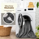 KEPLIN Large Electric Heated Throw Blanket - Electric Heated Blanket Throw for Bedspread 9 Heat Settings & Timer, Machine Washable Fleece Wool Duvet with 1 Year Warranty - Grey/Cream Sherpa - Image 3