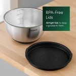 Emperial Mixing Bowls Set of 5 | Stainless Steel Nesting Bowls with Airtight Lids & 3 Grater Attachments | Non-Slip Bases with Measurement Marks | 4.7L, 2.8L, 1.9L, 1.4L & 0.6L - Image 2