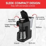 Instant Infusion Brew Automatic Filter Coffee Maker 24 Hour Programmable Coffee Machine, Glass Carafe, Digital Display - Keep Warm Function, 4-12 cup Customisable Brewing, Black - Image 7
