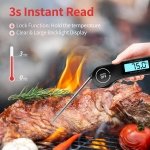 DOQAUS Digital Meat Thermometer, Instant Read Food Thermometer with Backlight LCD Screen, Foldable Long Probe & Auto On/Off, Perfect for Kitchen, BBQ, Water,Meat, Milk, Cooking Food (Black) - Image 8