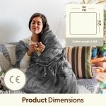 KEPLIN Large Electric Heated Throw Blanket - Electric Heated Blanket Throw for Bedspread 9 Heat Settings & Timer, Machine Washable Fleece Wool Duvet with 1 Year Warranty - Grey/Cream Sherpa - Image 7